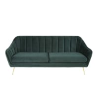 MELISSE - 3-Sitzer-Sofa mit dunkelgrünem Samtbezug