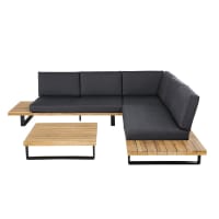 BAHAMAS - 4-5-Sitzer Gartensitzgarnitur aus Aluminium und massivem Akazienholz