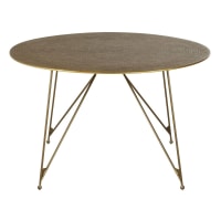 PALOMA - 4/6-person round dining table in gold metal D120cm