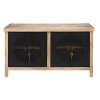 4-Door Sideboard in Solid Mango Wood and Black Openwork Metal 4-Door Sideboard in Solid Mango Wood and Black Openwork Metal