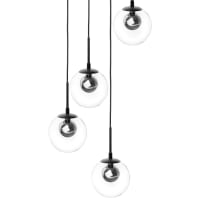 NAOS - 4-globe pendant light in clear glass and black metal