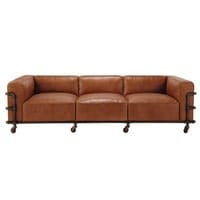 4-Sitzer-Sofa im Industriestil aus Leder, havannafarben 4-Sitzer-Sofa im Industriestil aus Leder, havannafarben