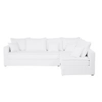 5-Sitzer-Ecksofa, Bezug aus gewaschenem Leinen, weiß 5-Sitzer-Ecksofa, Bezug aus gewaschenem Leinen, weiß