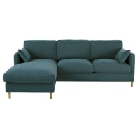 JULIAN - 5-Sitzer-Ecksofa mit Ecke links, petrolblau und ausziehbar mit Matratze 10 cm