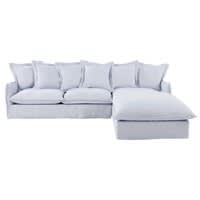 6-Sitzer-Ecksofa, Ecke rechts, Bezug aus gewaschenem Leinen, wolkengrau 6-Sitzer-Ecksofa, Ecke rechts, Bezug aus gewaschenem Leinen, wolkengrau