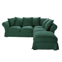 ROMA - 6-Sitzer-Ecksofa mit Leinen-Crinkle-Bezug, grün