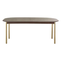 HOLBORN - 8-person dining table in solid mango wood and gold metal L180cm