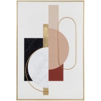 ALBANESI - Abstract gold, pink, ecru and grey printed canvas 41x60cm