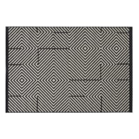 PRETORIA - Alfombra de exterior de polipropileno tejido con motivos decorativos en blanco y negro 80 x 150