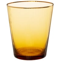 Set van 4 - Amber- en goudkleurig geribbeld glas