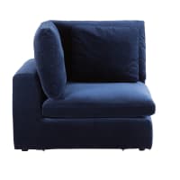 MIDNIGHT - Angle pour canapé modulable en velours bleu nuit