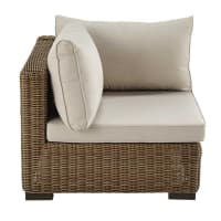 FIDJI - Angolo di divano da giardino in resina intrecciata e tessuto color sabbia