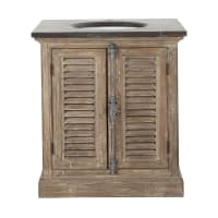 PERSIENNES - Anthracite Blue Stone and Recycled Pine Single Sink Bathroom Vanity