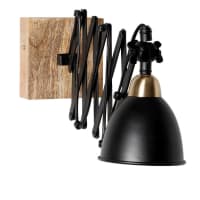 LORIENT - Applique lampe en métal noir et socle en bois de manguier