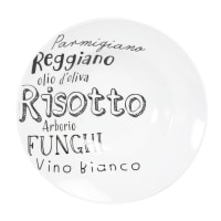 ANTONIO - Lot de 6 - Assiette à risotto en porcelaine blanche et noire