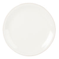 Assiette plate en faïence blanche rebord à relief Assiette plate en faïence blanche rebord à relief