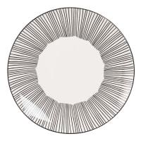 MEKONG - Lot de 6 - Assiette plate en grès blanc motifs à rayures
