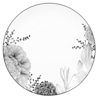 SHODO - Lot de 6 - Assiette plate en porcelaine noire et blanche à motifs