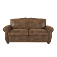 MOUSTACHE - Ausziehbares 2-Sitzer-Sofa mit braunem Suedine-Bezug