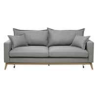 Ausziehbares Sofa 3-sitzig aus Stoff, hellgrau Ausziehbares Sofa 3-sitzig aus Stoff, hellgrau