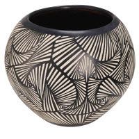 BAMAKO terracotta garden pot with black and white motifs H 38 cm BAMAKO terracotta garden pot with black and white motifs H 38 cm