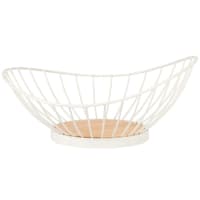PAROS - Bamboo and ecru wire metal basket