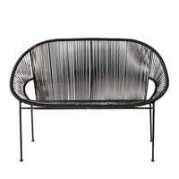Banc de jardin empilable 2/3 places en fil de résine et métal noir Banc de jardin empilable 2/3 places en fil de résine et métal noir