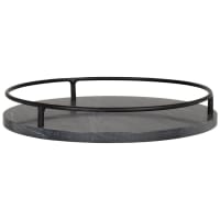 MAJA - Bandeja de mármol macizo negro, blanco y metal