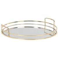 MACKENZIE - Bandeja tipo espejo redonda de metal dorado