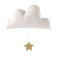 Baumwoll-Spieluhr Wolke, rosa und goldfarben Baumwoll-Spieluhr Wolke, rosa und goldfarben