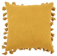 Baumwollkissen mit Pompons, gelb 50x50 Baumwollkissen mit Pompons, gelb 50x50