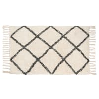CONWAY - Baumwollteppich, ecrufarben mit schwarzen grafischen Motiven 60x90