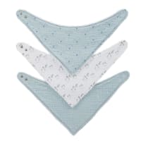 ALESUND - Bavoirs bandanas en coton bio à motifs blancs, gris et bleus (x3)