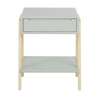 MIMIZAN - Bedside table in white and neutral tones with 1 drawer and 1 shelf
