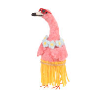 Beeldje flamingo van metaal en wol H19 Beeldje flamingo van metaal en wol H19