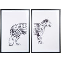 LEOPARD - Beige and black leopard print diptych 84x62cm