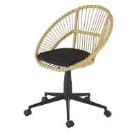 ZEN MARKET - Beige and black metal desk chair with wheels