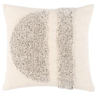 SOUIRA - Beige and ecru tufted cotton cushion cover 40x40cm