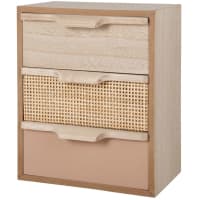 Beige and pink 3-drawer desk storage unit