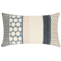 HEINOLA - Beige, Blue and White Cotton Cushion Cover with Print 50x30