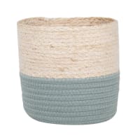 ALICE - Beige corn fibre and blue cotton planter H19cm