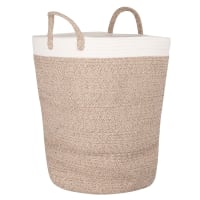 Beige cotton laundry basket