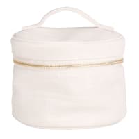 LOTUS - Beige cotton, rayon and linen round toiletry bag
