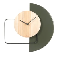 MAGNUS - Beige en groene klok met geometrische vormen 35 x 34 cm