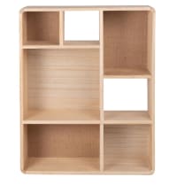 MAELO - Beige jute and wood shelf with compartments