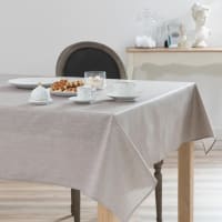 LUX - beige linnen gecoat tafellaken met glittertjes 140x250
