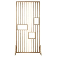 Beige paulownia wood cut out room divider