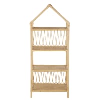 CHAMAREL - Beige rattan and bamboo children's house bookcase