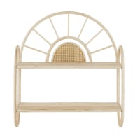 MILA - Beige shelving unit in rattan and pine