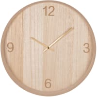 GABRIELLA - Beige wood and gold metal clock D45cm
